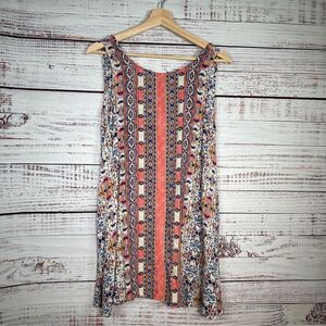 Lulus Whisk Me Away Coral Pink Print Swing Mini‎ Dress Womens Size Medium